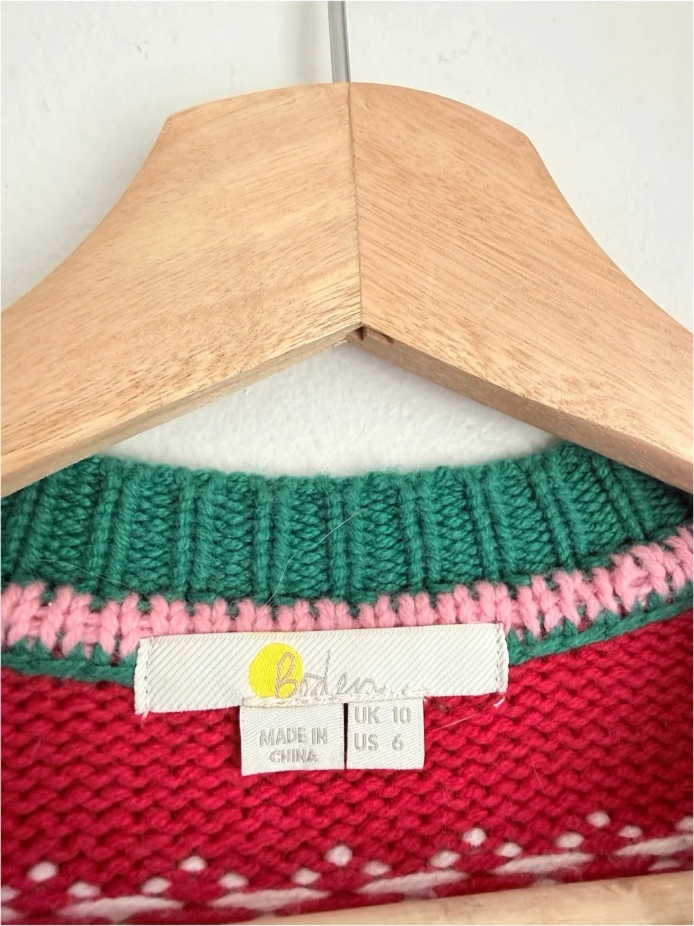 Boden Clara Fair Isle Stripe Knit Sweater in Colorful Blue Red Pink Green - Picture 7 of 7